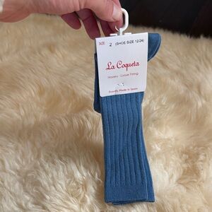 La Coqueta Kids Blue Ribbed Tights
